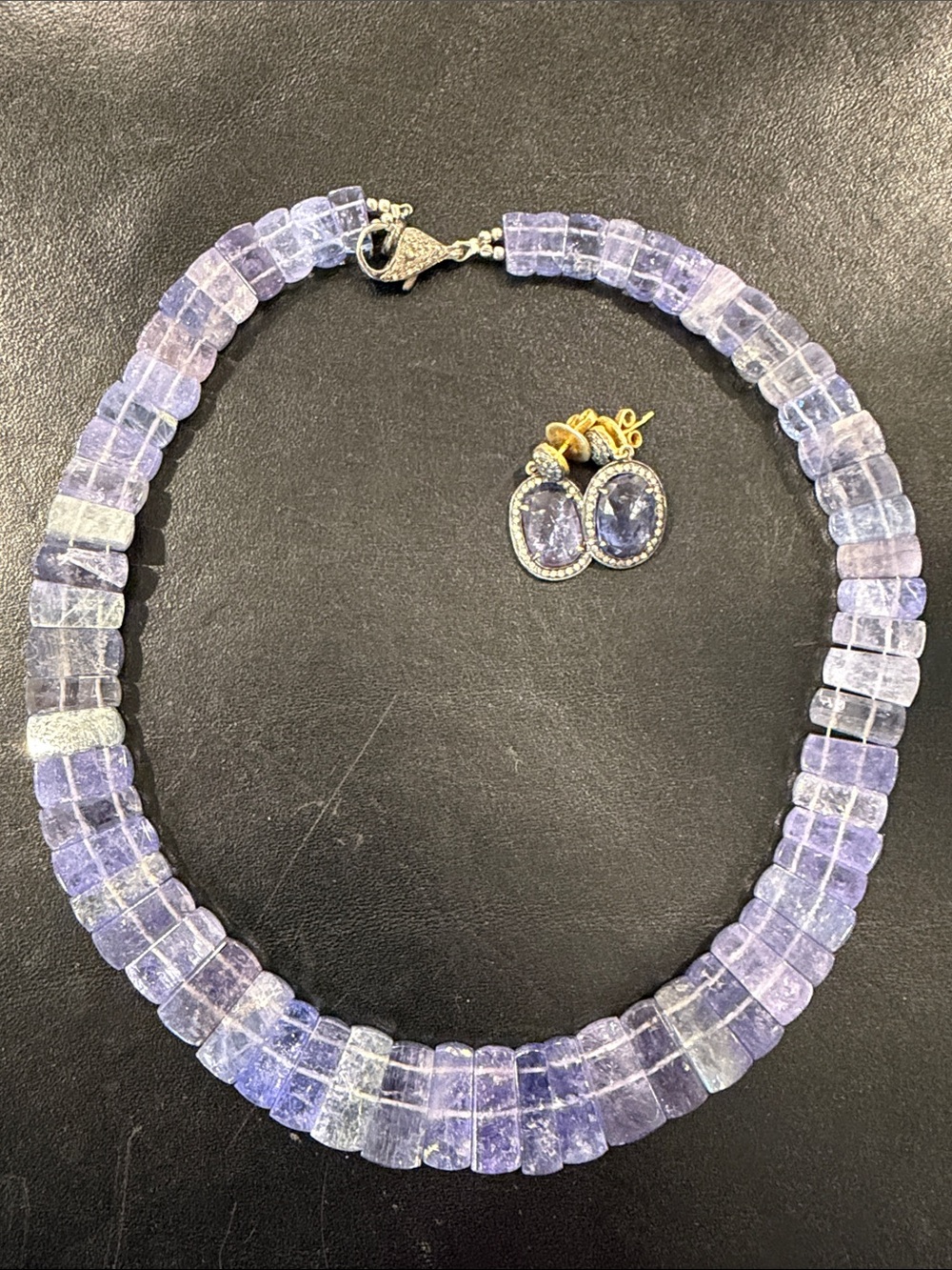 Lavender Gemstone Necklace and Earrings Set - Women Jewelry